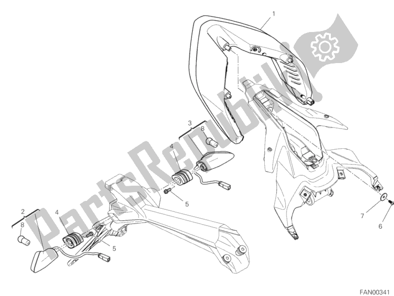 All parts for the Taillight of the Ducati Superbike Panigale V4 S USA 1100 2019